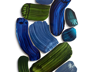 Modern Artistic Animal Wall Decor With Blue Green Textured Hand Painted Design 3d model