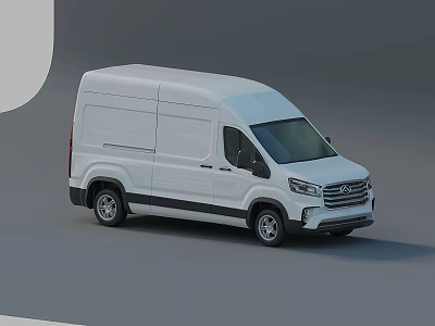 White Commercial Van Exterior Design With Cargo Body And Modern Front 3d model