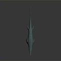 Blue Spotted Ichthyosaur Model With Open Mouth Long Body And Flippers On Dark Reflective Background