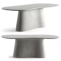 Two Sleek Modern Concrete Dining Tables With Abstract Sculptural Base Design