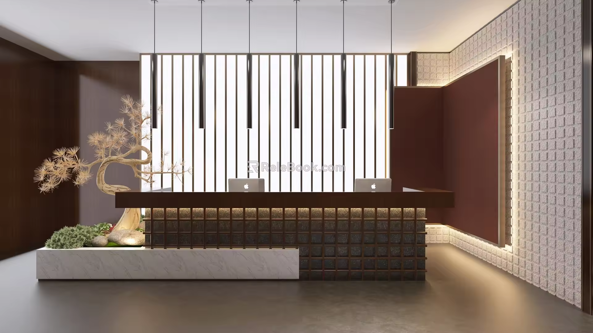Reception desk background wall 3d model