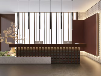 Reception desk background wall 3d model