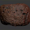 Natural Red Circular Wood Stone Artifact with Rough Texture and Holes