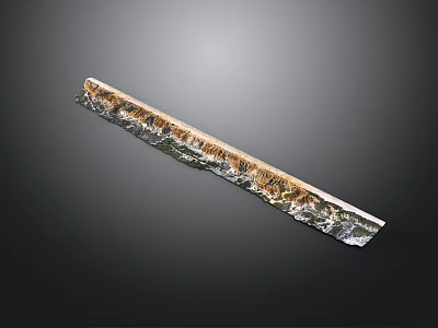 Elegant Long Metal Glass Decorative Strip With Wavy Texture And Gold Silver Finish 3d model