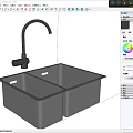 Stainless Steel Double Bowl Kitchen Sink with Modern Faucet for Home Kitchen Use