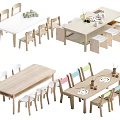 Modern children'study table and chair combination 3d model