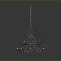 Multi Tier Metal Chandelier With Candle Shaped Lights And Hanging Chain