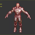 Iron Man 3D Character Model With Red And Gold Armor And Glowing Chest Reactor