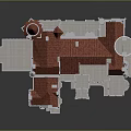 Grand Castle Architecture With Red Roofs Gray Stone Walls Towers And Spires