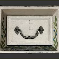 Decorative White Chest With Hand Painted Blue Flowers Green Leaves And Metal Lock