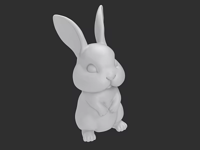 White Rabbit Decorative Figurine With Long Ears And Standing Pose 3d model