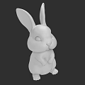 White Rabbit Decorative Figurine With Long Ears And Standing Pose 3d model