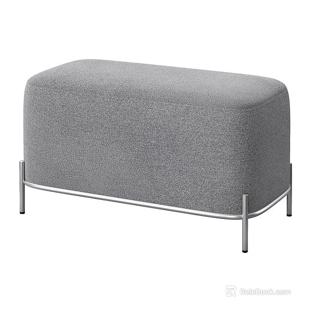 Modern Gray Upholstered Sofa Bench With Metal Legs And Fabric Cover 3d model 