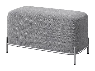 Modern Gray Upholstered Sofa Bench With Metal Legs And Fabric Cover 3d model
