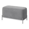 Modern Gray Upholstered Sofa Bench With Metal Legs And Fabric Cover
