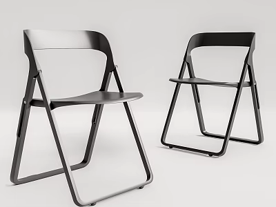 Two Modern Folding Leisure Chairs With Black Frame And Simple Design 3d model