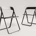 Two Modern Folding Leisure Chairs With Black Frame And Simple Design 3d model