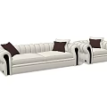 White Two Seater Sofa With Dark Cushions And Elegant Curved Arms Design 3d model