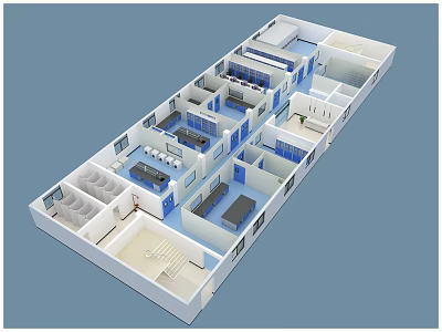 Laboratory 3D Layout Design With Functional Areas And Equipment Placement 3d model