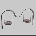 Outdoor Playground Swings with Two Red Black Mesh Seats and White Curved Frame
