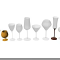 Various Styles Of Wine Bottles And Glasses With Gold Silver Colors Arranged On Black Background