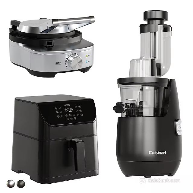 Modern Cuisinart Kitchen Appliances Collection With Air Fryer Food Processor And Electric Griddle 3d model 