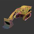 Yellow Construction Utility Vehicle with Heavy Duty Tracks and Large Excavator Bucket