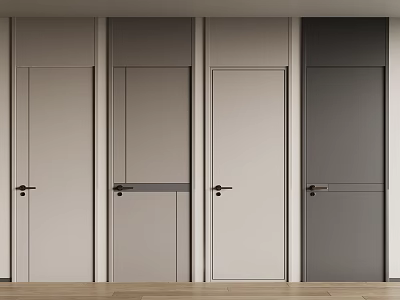 Modern Swing Doors in Neutral Tones with Sleek Panels for Contemporary Interior Design 3d model