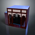 Intricate Carved Cube Structure With Blue Top And Transparent Panels