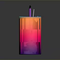 Colorful Gradient Drink in Tall Glass with Lemon Slice and Purple Straw