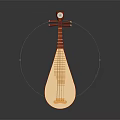 Traditional Chinese Pipa String Instrument With Red Frame And White Wooden Body