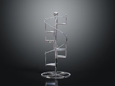 Stylish Metal Spiral Multi Tiered Shelf For Home Storage And 3d model