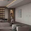 Modern Living and Dining Room Interior With Sofa Dining Table And Floor to Ceiling Windows