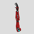 Red Robotic Arm Engineering Design With Detailed Mechanical Structure And Black Parts