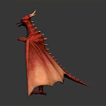 Detailed Red Dragon Sculpture With Spread Wings Scaled Body And Standing Pose