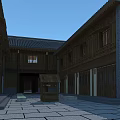 Ancient Chinese Architecture Street With Stone Paved Path And Wooden Structures