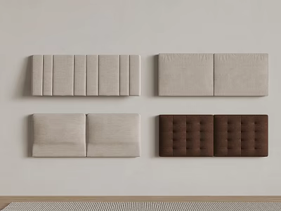Various Upholstered Headboard Designs in Beige and Brown with Striped and Tufted Patterns 3d model