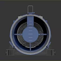 Large Cylindrical Industrial Equipment With Blue Casing And Gray Mounted Frame