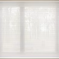 White Window Blinds in Home Interior with Natural Light and Trees View Outside