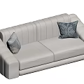 Double sofa minimalist double sofa pillow 3d model