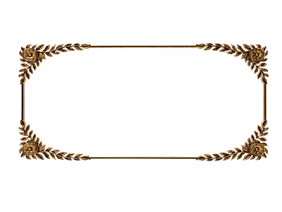 Exquisite Golden Carved Frame With Floral And Leaf Patterns Design 3d model