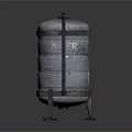 Industrial Metal Cylindrical Storage Tank With Stand And Top Pipe Structure