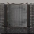 Modern Decorative Screen With Brass Frame Glass Grid And Side Display Cabinets
