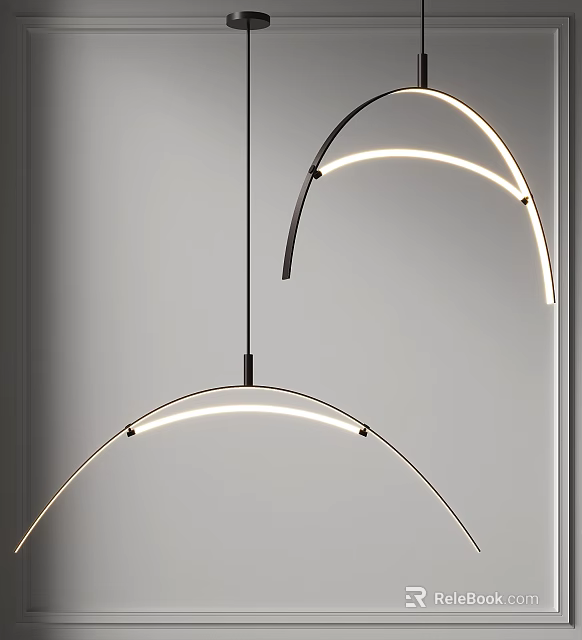 Modern Curved LED Pendant Light Design For Contemporary Interior Spaces 3d model 