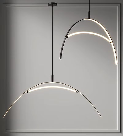 Modern Curved LED Pendant Light Design For Contemporary Interior Spaces 3d model