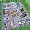 Outdoor Football Field Complex With Surrounding Trees And Basketball Courts