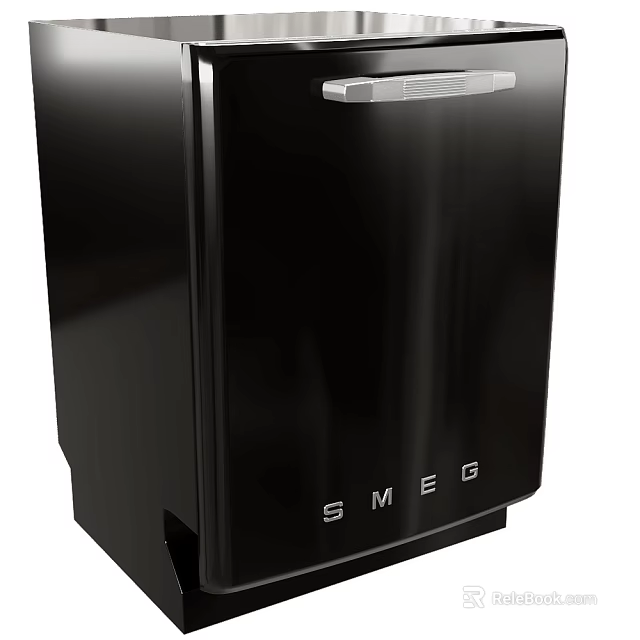 Vintage Black SMEG Refrigerator With Sleek Design For Modern Home Kitchen Use 3d model 