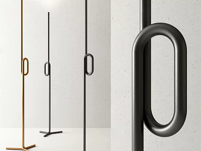 Modern Floor Lamp With Metal Loop Handle And Gold Black Silver Finish For Interior Design 3d model