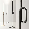 Modern Floor Lamp With Metal Loop Handle And Gold Black Silver Finish For Interior Design