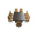 Modern Tech Exhibition Hall Meeting Area with Rectangular Conference Table and Ergonomic Chairs 3d model